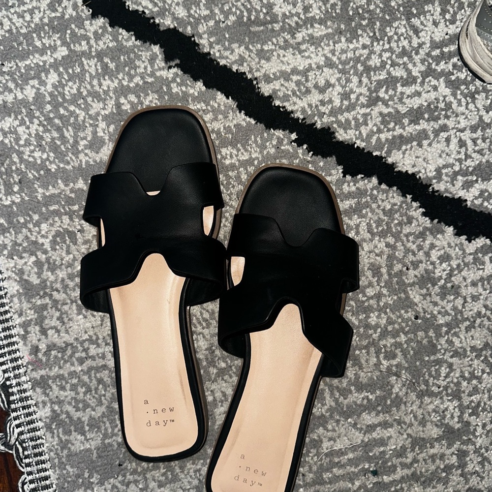 A New Day Women's Black Slide Sandals